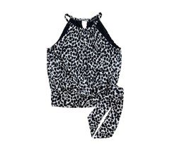 INC Womens S Abby Animal Print Black White Side Tie Halter Top NWT W25 - £19.63 GBP