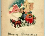 Merry Christmas Cavallo E Carrozza Invernale Scene Gibson Linee DB Carto... - $5.08