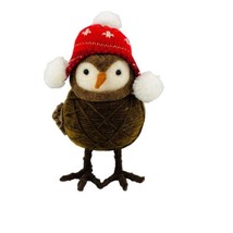 Featherly Friends Bird Ornament Brown Red Hat White Pompoms 5” Spritz Target EUC - £27.11 GBP