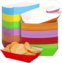 Panelee 120 Pcs Disposable Paper Food Trays Multicolor Nacho Boats Rainbow, 3 Lb - £27.01 GBP