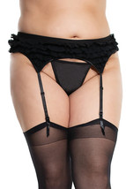La Petite by Coquette Black ruffled garter belt Set One Size Style 1014 - $300.77 MXN