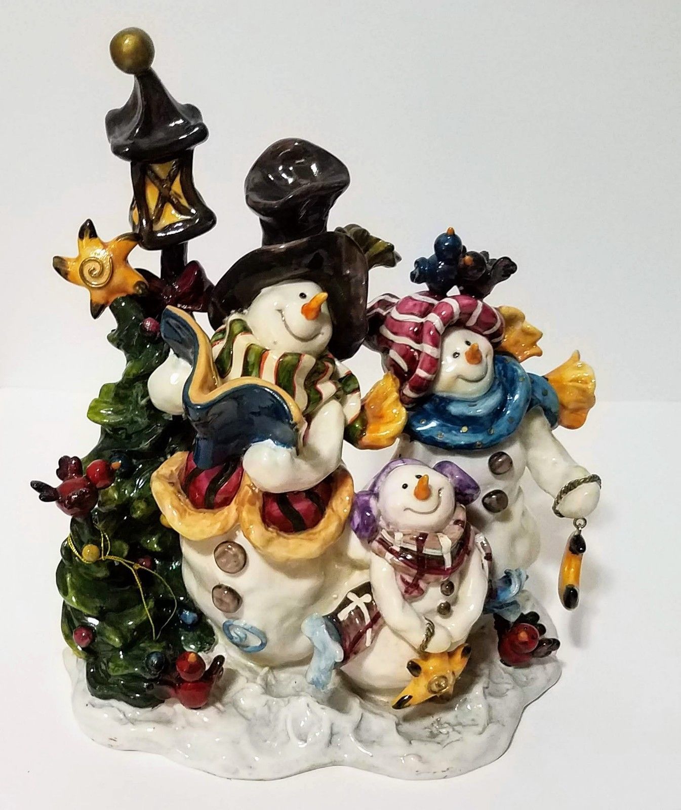 Collectible Porcelain 10" Tractor Snowman Family Carolers Christmas Village - $53.20