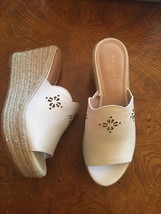 Kate Spade Tenley Espadrille Wedge Leather Sandals White Sz 8  NEW - £110.79 GBP