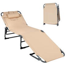 Costway Folding Chaise Lounge Chair Bed Adjustable Beach Patio Camping Recliner - £110.08 GBP