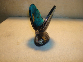 Fenton Cobalt Blue Hand Painted Butterfly w/ Addition Gold Glitter - £35.18 GBP
