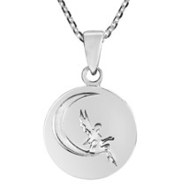 Mythical Moon Fairy Round Sterling Silver Pendant Necklace - £14.15 GBP