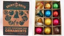 ORIGINAL Vintage Box of 12 Shiny Brite Christmas Ornaments - £182.00 GBP