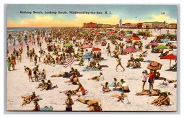Bathing Beach WOldwood By The Sea New Jersey NJ Linen Postcard H30 - £3.85 GBP