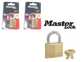 Master Lock 140D 1-9/16&#39;&#39; W. 4-Pin Tumbler Brass Keyed Different Padlock, 2-PACK - £14.21 GBP