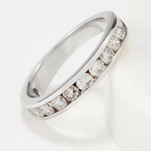 1.50 Carati Taglio Rotondo Set Channel Diamante Fede Nuziale 14k Oro Bianco Over - £161.44 GBP