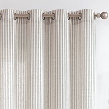 Collact Linen Curtains For Living Room Pinstripe Pattern Farmhouse Curtain - £34.33 GBP
