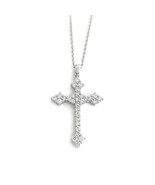 Cluster Diamond Cross Pendant Necklace 18K 14K White Gold, .75 CTW - £1,117.52 GBP