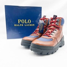 Polo Ralph Lauren Men sz 10.5 Oslo boot tan navy leather / nylon New in Box - £153.13 GBP