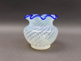 Fenton Blue Ridge Opalescent White Optic Swirl Art Glass Vase 4 5/8&quot; - $199.99