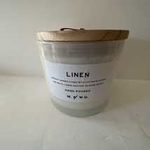 Makers Of Wax Goods LINEN Hand Poured Triple Wick Candle 22.6 Xtra Lg Wood Top - $39.59