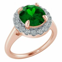 10K Rose Gold Plated 1.22 Ct Ladies Oval Green Emerald Diamond Engagement Ring - £89.67 GBP