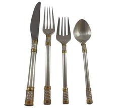 Aegean Weave Gold by Wallace Sterling Silver Flatware Set 6 Service 24 Pieces - £1,475.24 GBP