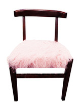 21" Blush Faux Fur And Dark Brown Solid Color Side Chair - $6,128.54 MXN