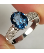 size 9 sterling ring ladies STERLING SILVER &amp; BLUE SAPPHIRE 925 Estate Sale - €31,53 EUR