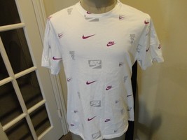 White Nike AOP All Over Print Cotton Swoosh T-Shirt Adult Size L Nice Rare - $31.63