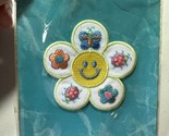 Smiley Face Flower Patch Iron On Butterfly Ladybug Hippie NOS NEW Un-Used - $6.88