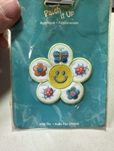 Smiley Face Flower Patch Iron On Butterfly Ladybug Hippie NOS NEW Un-Used - £5.14 GBP