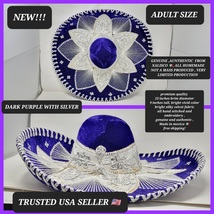 adults purple color with silver  mexican charro sombrero MARIACHI HAT  - £78.55 GBP