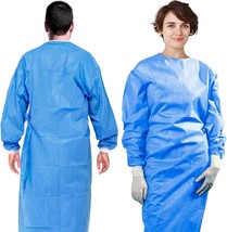 Disposable Medical Gowns. Pack of 30 Blue Isolation Gowns; Disposable Frocks Lar - £130.32 GBP