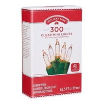 Holiday Time Indoor Outdoor Clear Mini Christmas Lights 59&#39; 300 Count Gr... - £19.95 GBP