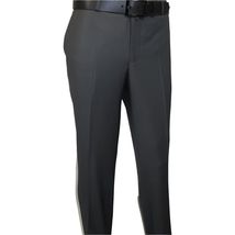 Men's MONO Turkey Slacks 100% Wool Plain Front Regular Fit 2501-06 Charcoal Gray image 2