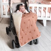 Roseta Pom Poms Embroidery Baby Girl Crib Nursery Blanket With Sherpa Soft Warm - £39.75 GBP