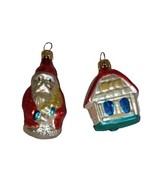 KURT ADLER Kringle Glass Santa &amp; Church Hand Blown Glass Christmas Ornam... - £11.79 GBP