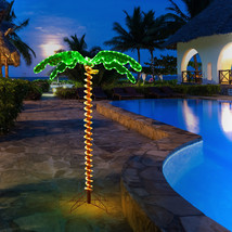 5FT Tropical LED Rope Light Palm Tree Artificial Pre-Lit Tree Plant Decor - £106.23 GBP