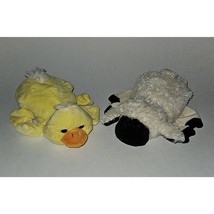 2 Dream Plush Hand Puppets Lot Yellow Duck White Sheep Lamb - $17.77