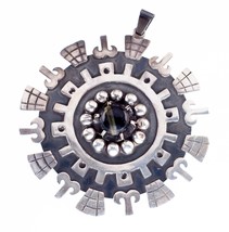 Mexicain Icuala Sterling Sunburst Pendentif W/ Faucons Eye Centre Pierre - $5,591.84 MXN