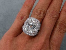 4.00 Ct Cushion Cut Diamond Halo Wedding Engagement Ring 14k White Gold Finish - £91.51 GBP