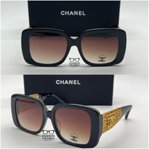 NIB CHANEL CH5532 Black Gold Jewel Tweed CC Logo Sunglasses Brown Gradient - $494.12 CAD