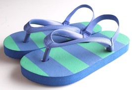 Kids Green or green/Blue Striped Rubber Flip Flops Beach Slipper Sandals... - $4.98