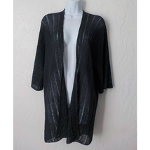 Eileen Fisher Knit Gray Open Cardigan Tunic Organic Linen Cotton Women s... - £27.18 GBP