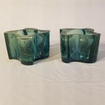 RECYCLED Glass Candle Votive Holder Deep Green Teal Larger Size Vidros? - $25.12