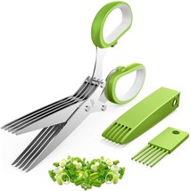 Herb Scissors, Kitchen Herb Shears Cutter With 5 Blades And Cover, Sharp... - $16.99