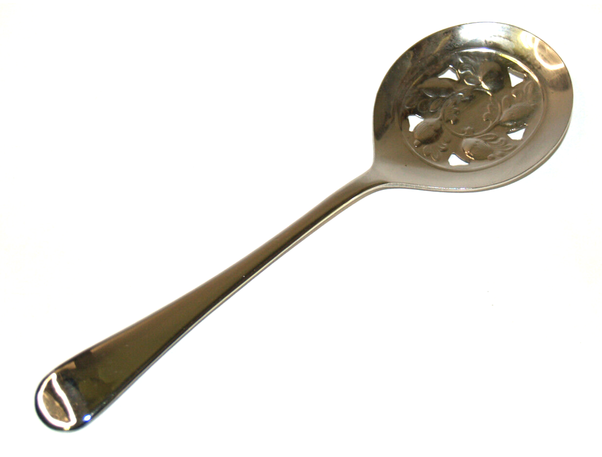 Vintage SHEFFIELD ENGLAND Silver Plated Slotted Olive SERVING SPOON Acor... - $10.98