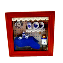 Reutter Original Germany Diorama Shadow Box Blue Kitchen Miniatures Tea Set - $46.52