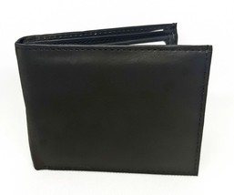 Mens Bi-fold Black Genuine Cow Leather Double Bills Compartment Wallet - $201.97 MXN