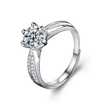 2CT Princess Style Round VVS1 Moissanite 14k Gold Over Adjustable Promise Ring - £58.27 GBP