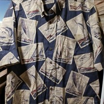 Reyn Spooner Sailboats Yachting Marlins Hawaiian Aloha Blue Shirt Men&#39;s ... - $39.60