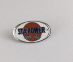 Vintage Sta-Power Racing Flags Design Oval Shaped Lapel Hat Pin - $7.28