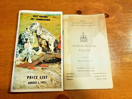 Pair of Vintage Alcohol Price Lists 1972 Vermont 1975 West Virginia - £11.71 GBP
