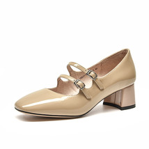Pumps Women Patent Leather Square Toe Mary Janes Buckle Straps Sweet Girl Prince - £120.92 GBP