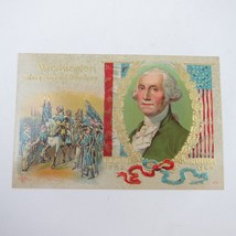 Postcard George Washington Taking Command of Army Patriotic Embossed Antique - £7.98 GBP